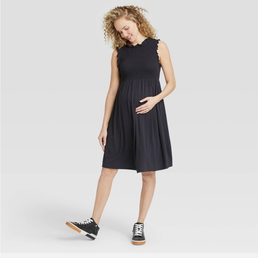 The Nines by HATCH Sleeveless Smocked Jersey Maternity Dress